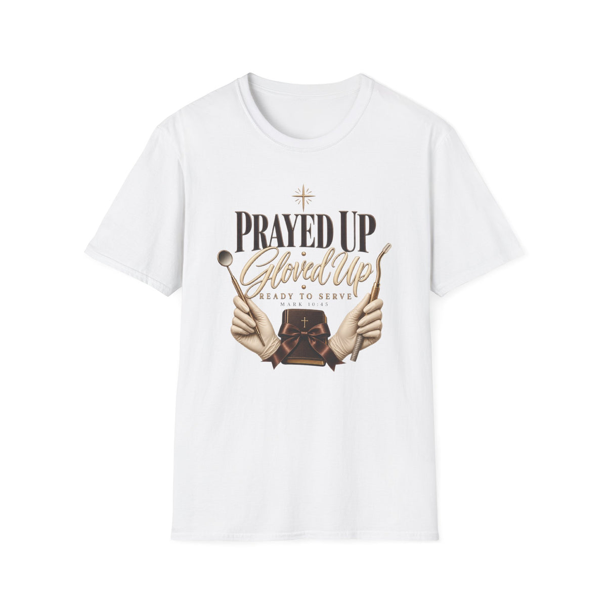Prayed Up Gloved Up “Ready to Serve” Christian Graphic Tee