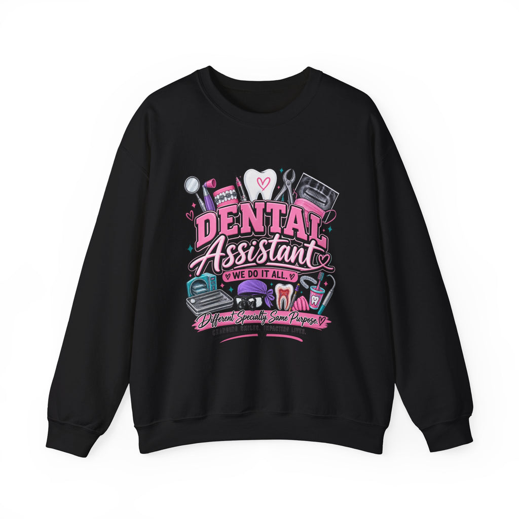 Dental Assistant Crewneck Sweatshirt — Cute Pink Medical Tools Design