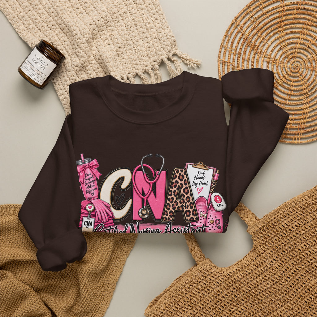 CNA Crewneck Sweatshirt – Cute Pink Certified Nursing Assistant Design