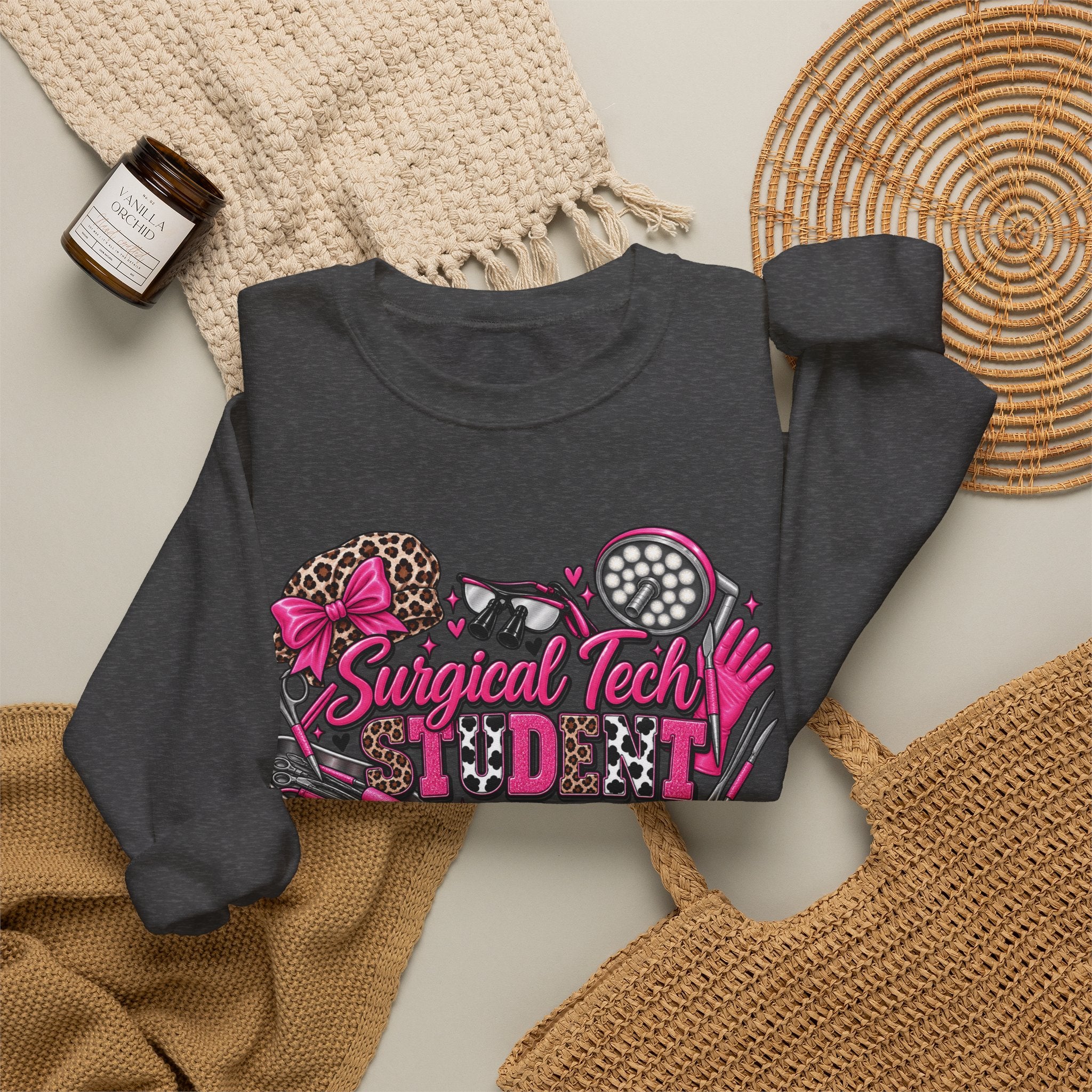 Surgical Tech Student cheetah Crewneck Sweatshirt