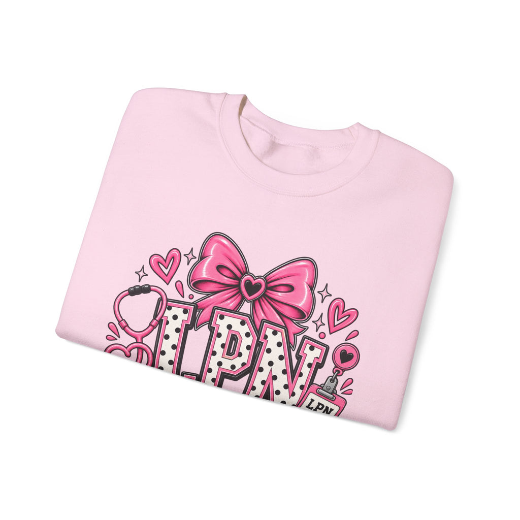 LPN Licensed Practical Nurse Pink Bow Crewneck Sweatshirt