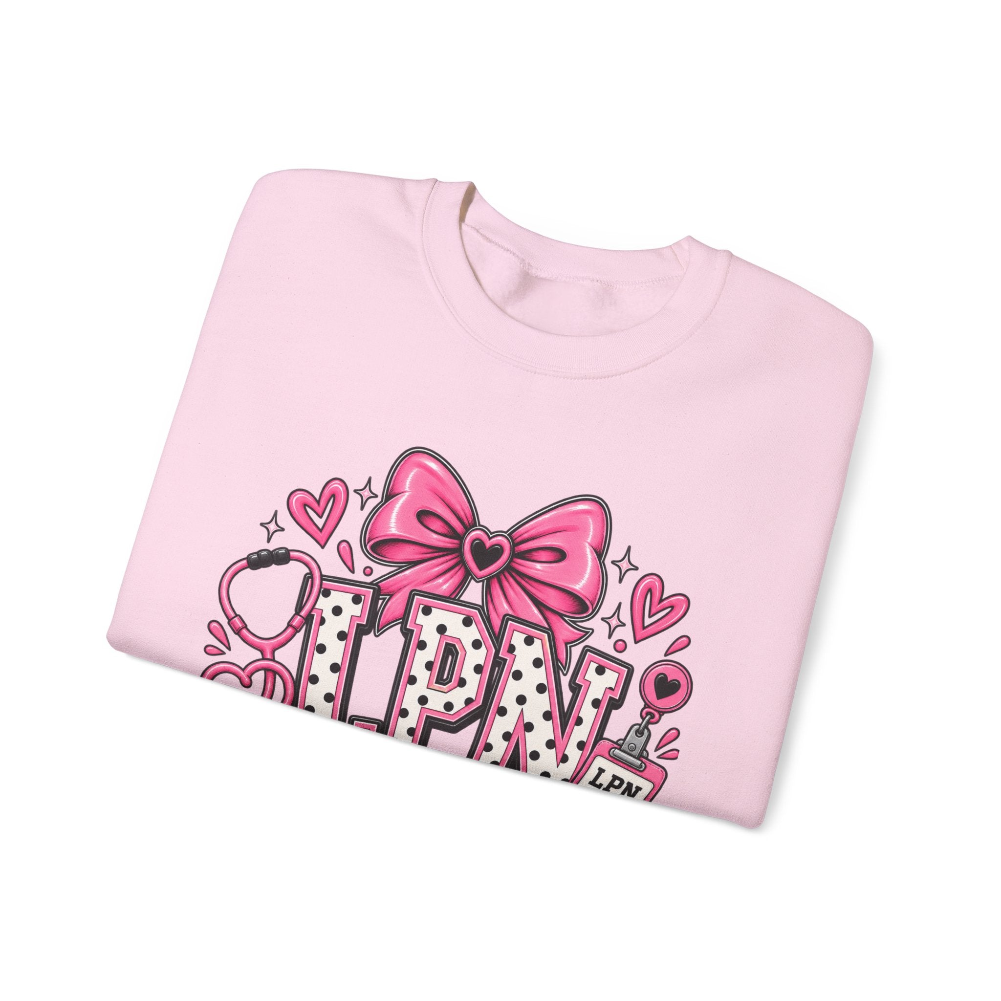 LPN Licensed Practical Nurse Pink Bow Crewneck Sweatshirt