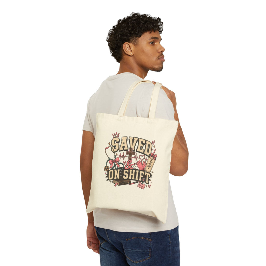 Saved On Shift Canvas Tote Bag — Nurse & Healthcare Worker Gift