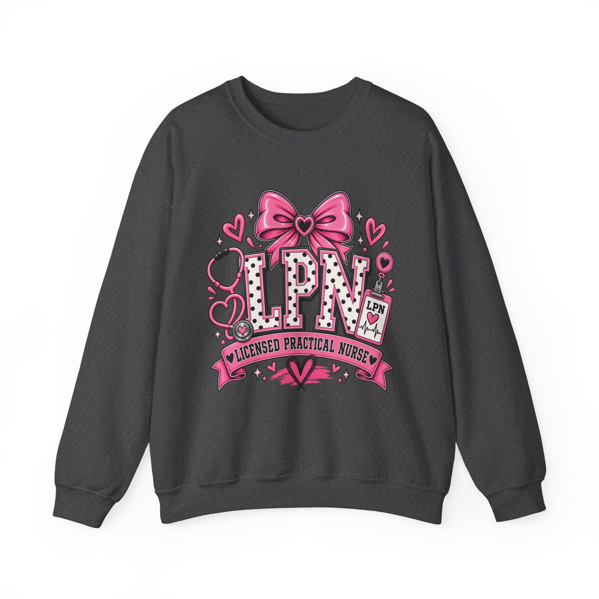 LPN Licensed Practical Nurse Pink Bow Crewneck Sweatshirt