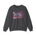 Dental Assistant Cow Print Crewneck Sweatshirt — Pink Leopard Heart Dental Design