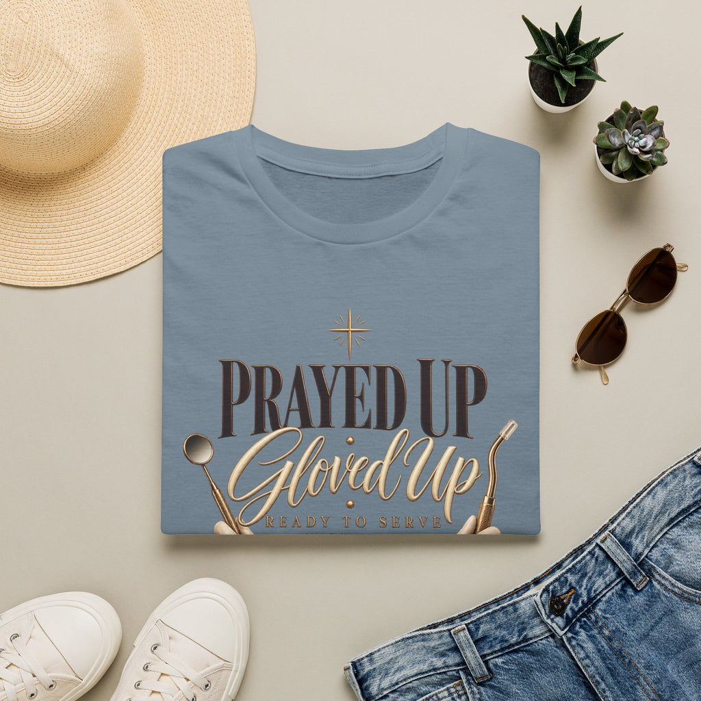 Prayed Up Gloved Up “Ready to Serve” Christian Graphic Tee