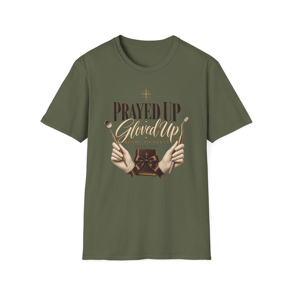 Prayed Up Gloved Up “Ready to Serve” Christian Graphic Tee