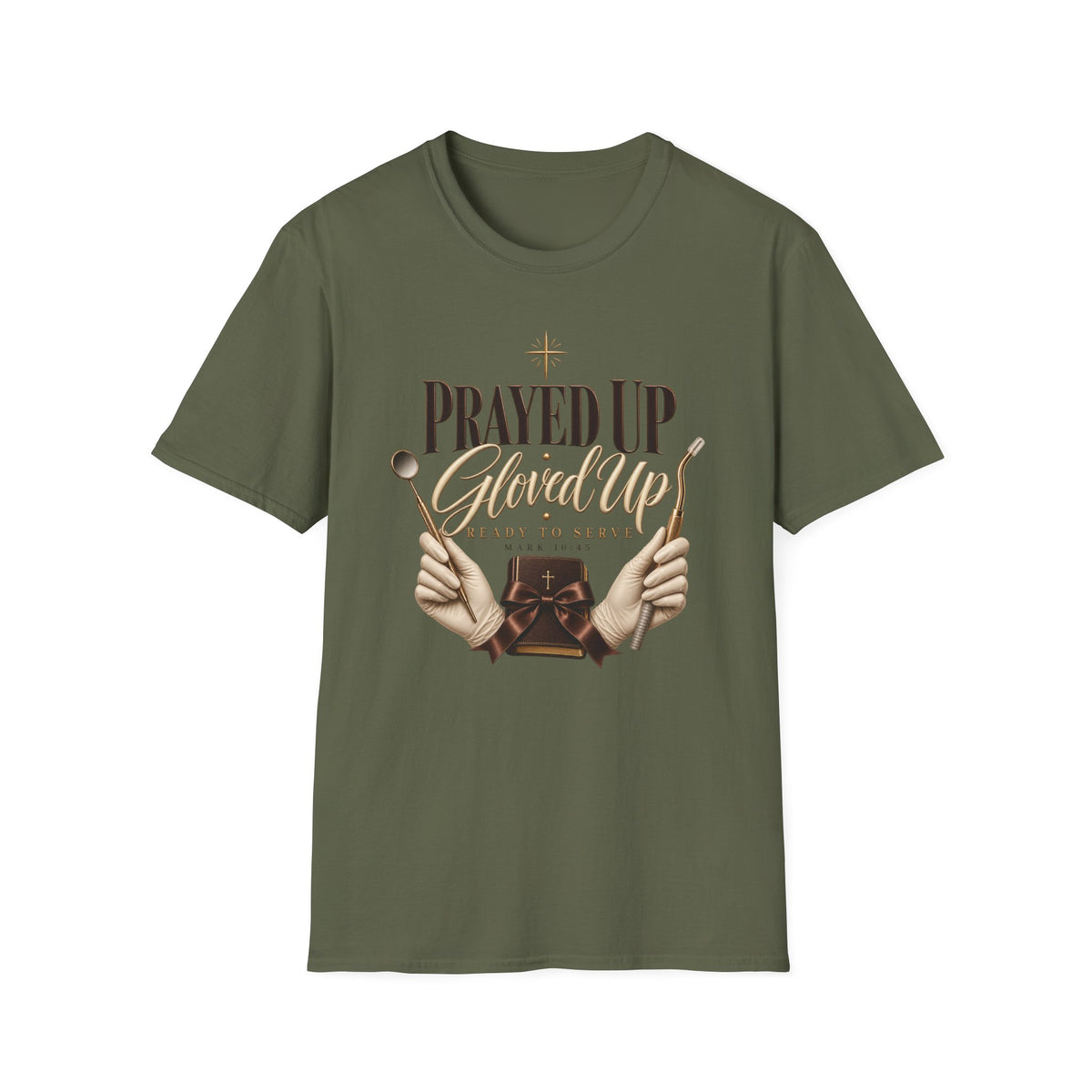 Prayed Up Gloved Up “Ready to Serve” Christian Graphic Tee