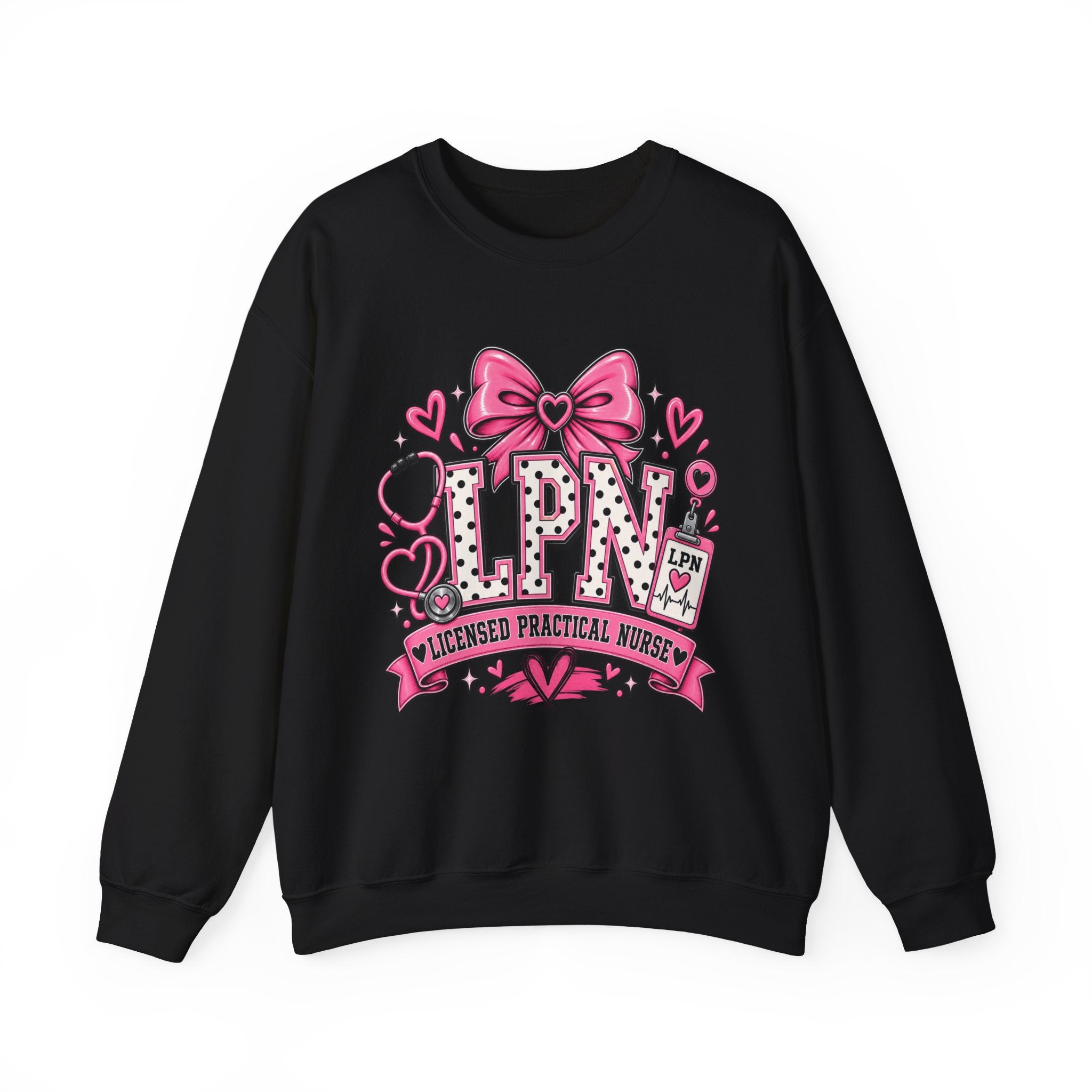 LPN Licensed Practical Nurse Pink Bow Crewneck Sweatshirt