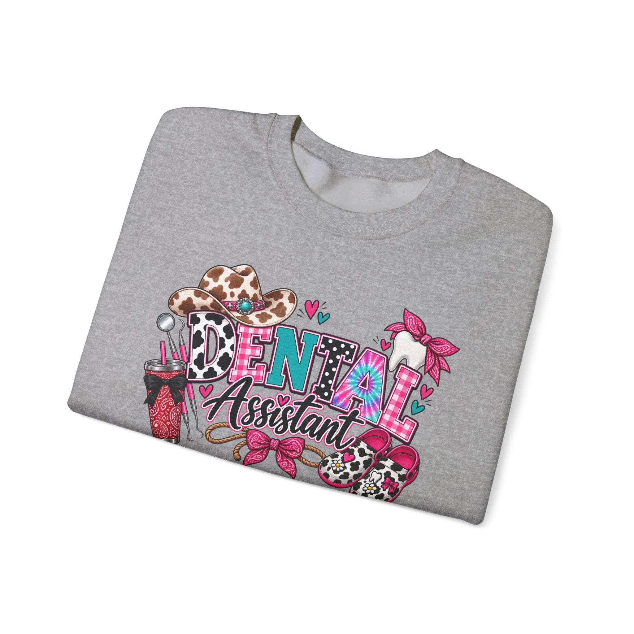 Southern Belle DA Sweatshirt — Cute Leopard & Floral Dental Design