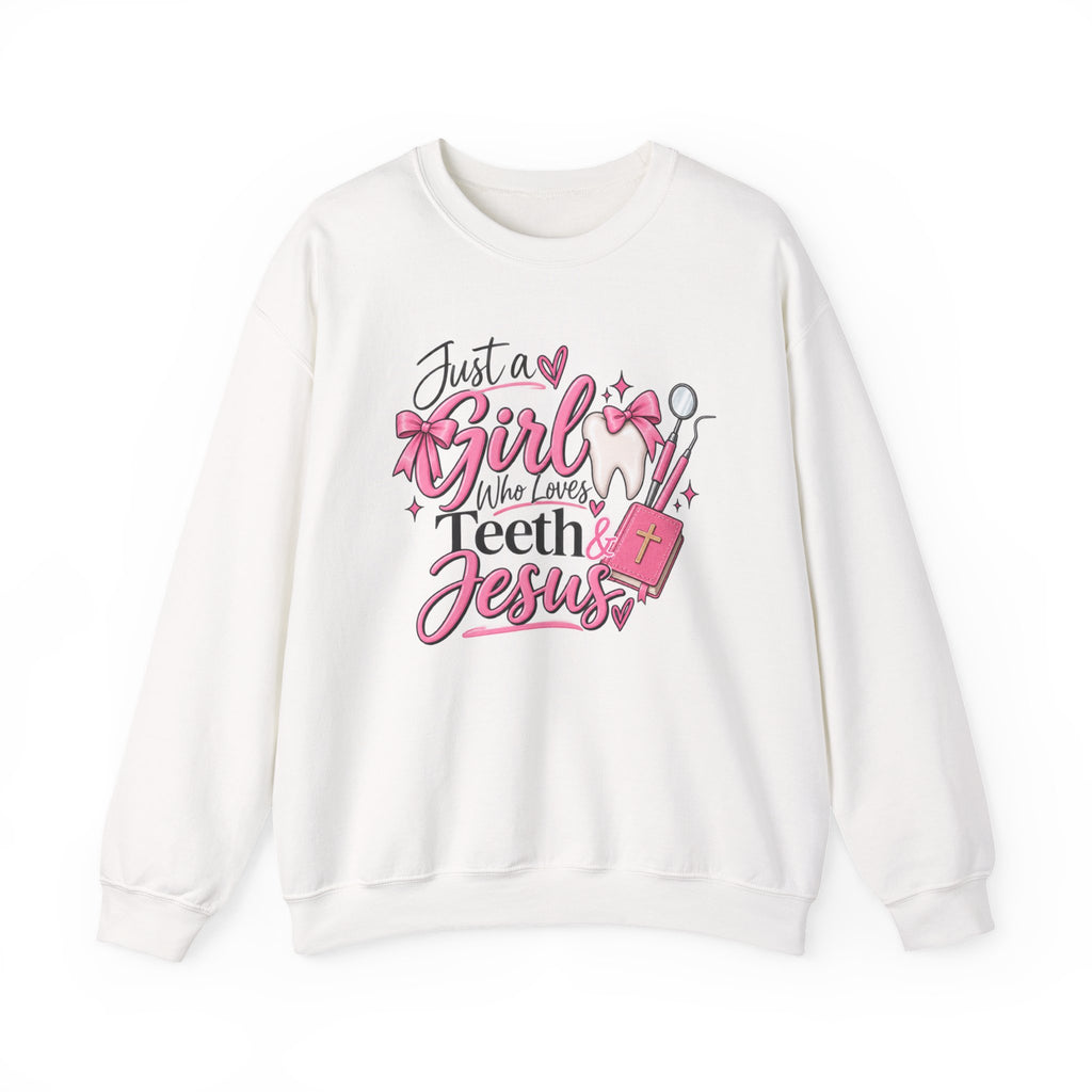 Just a Girl Who Loves Teeth and Jesus Sweatshirt | Dental Christian Design