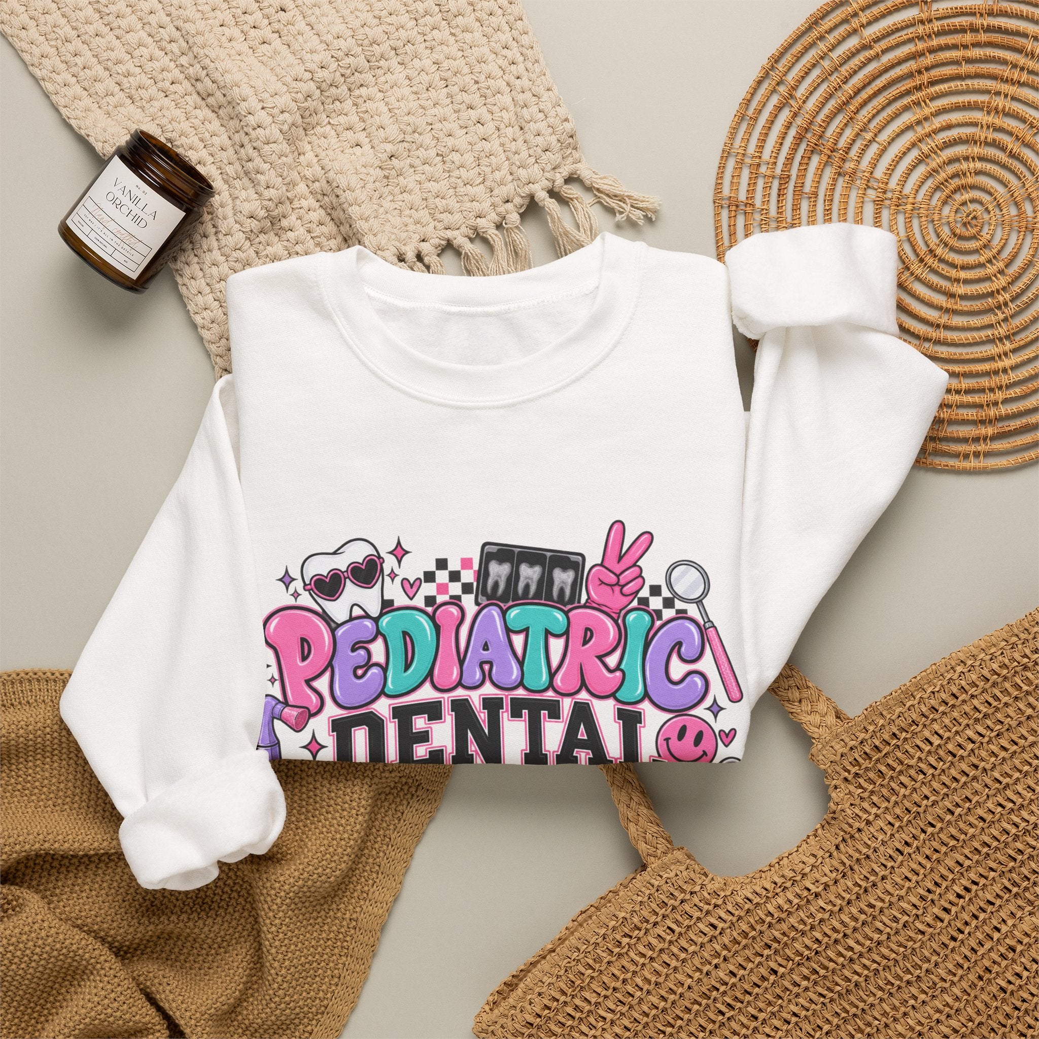 Pediatric Dental Assistant Sweatshirt — Cute Colorful Dental Crewneck