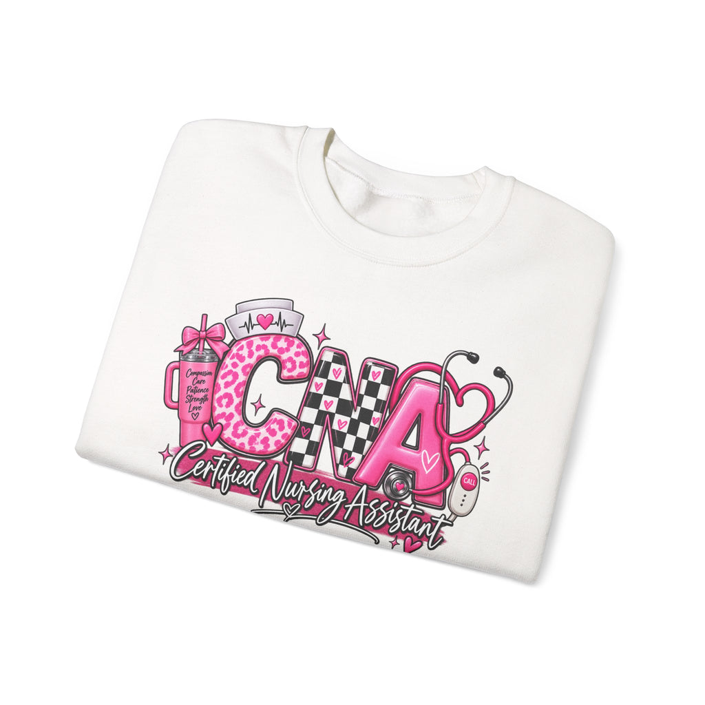 CNA Crewneck Sweatshirt – Pink Nursing Assistant Graphic Pullover
