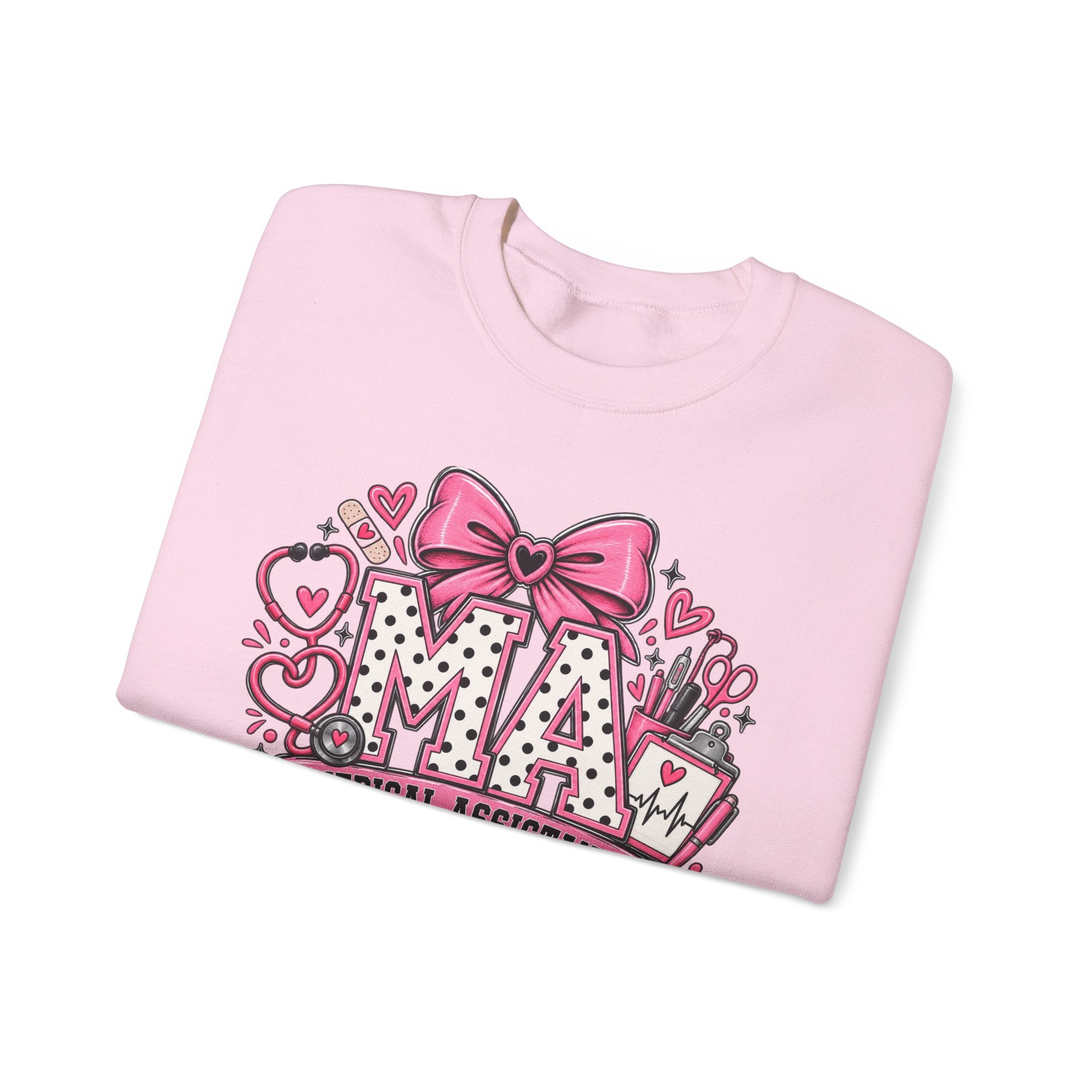 Medical Assistant Crewneck Sweatshirt — Cute Pink MA Design