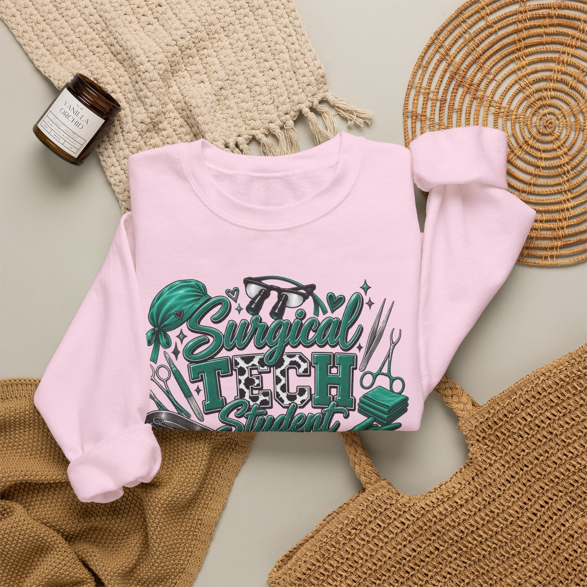 Clinical Support Crewneck Sweatshirt — "Pray Patient, Pray Clinical Support" Pink Ribbon Design