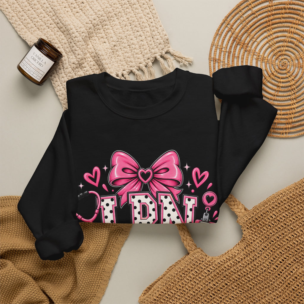 LPN Licensed Practical Nurse Pink Bow Crewneck Sweatshirt