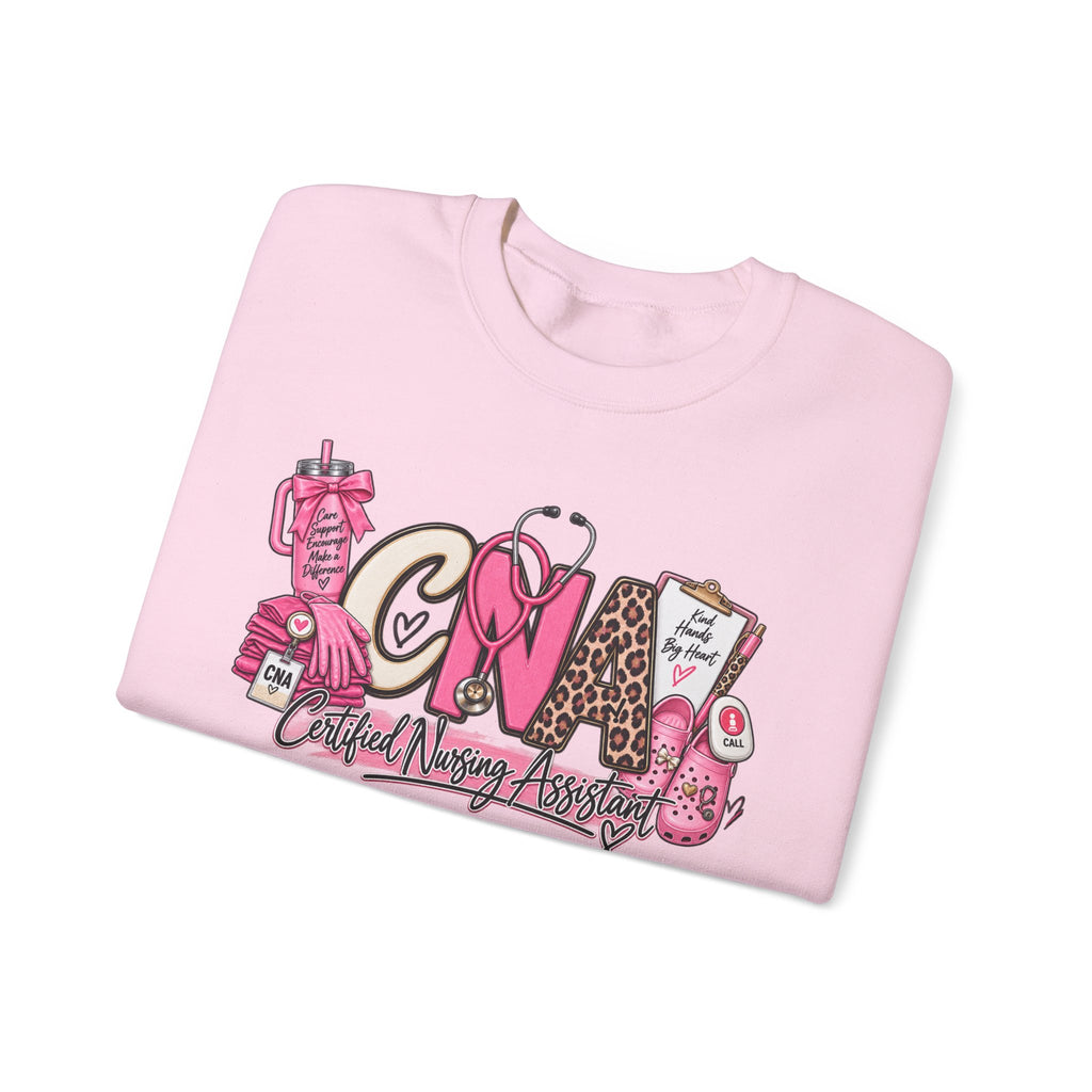 CNA Crewneck Sweatshirt – Cute Pink Certified Nursing Assistant Design