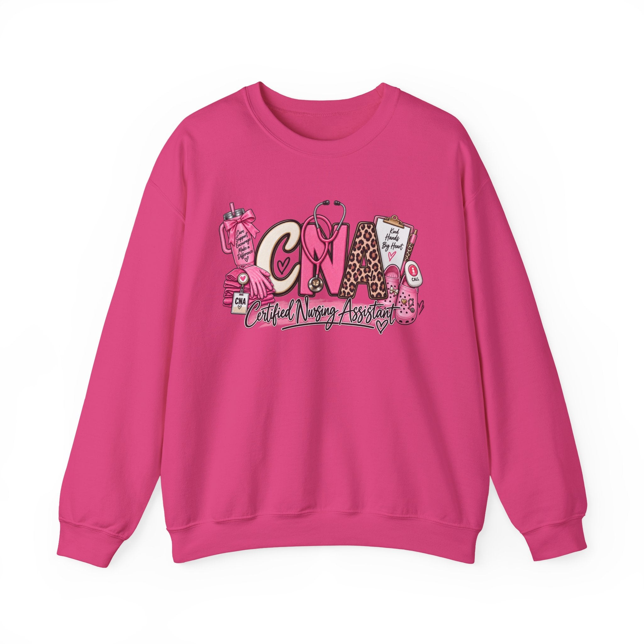 CNA Crewneck Sweatshirt – Cute Pink Certified Nursing Assistant Design