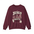 Crewneck Sweatshirt — "Jesus & 12-Hour Shifts" Christian Nurse Gift