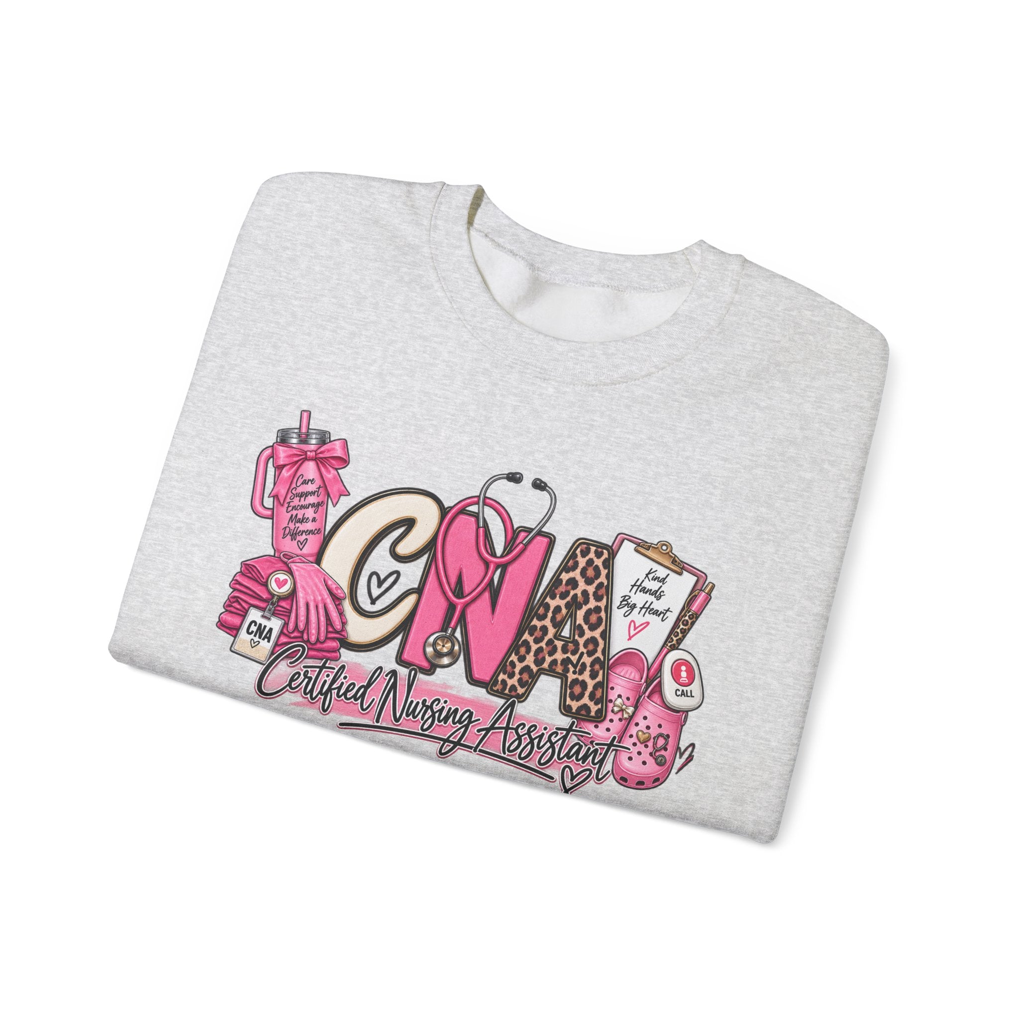 CNA Crewneck Sweatshirt – Cute Pink Certified Nursing Assistant Design