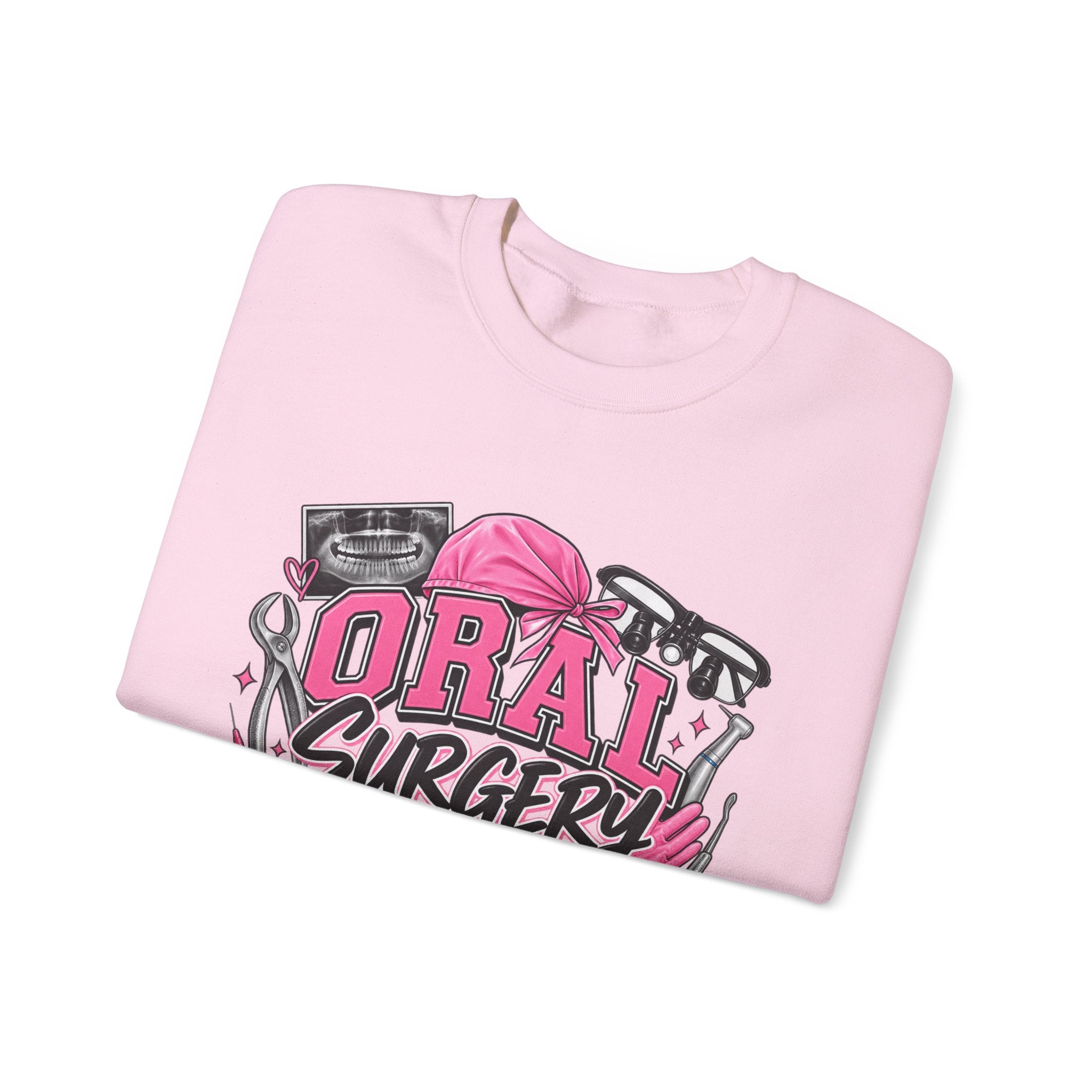 Oral Surgery Dental Assistant Crewneck Sweatshirt — Pink Dental Team Pullover
