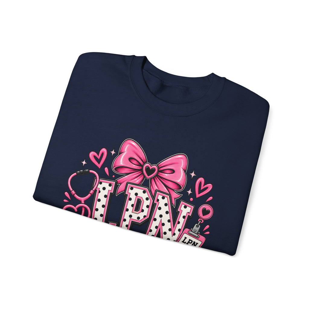 LPN Licensed Practical Nurse Pink Bow Crewneck Sweatshirt