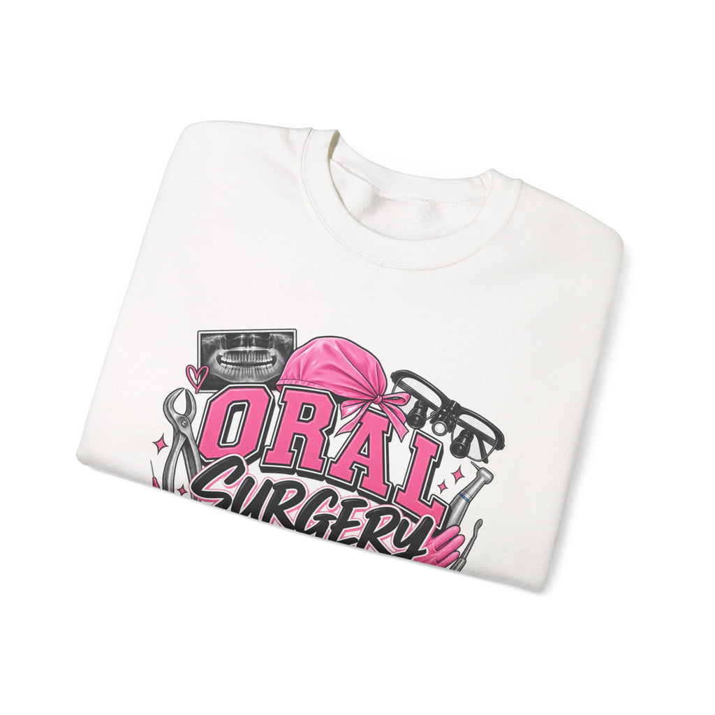Oral Surgery Dental Assistant Crewneck Sweatshirt — Pink Dental Team Pullover