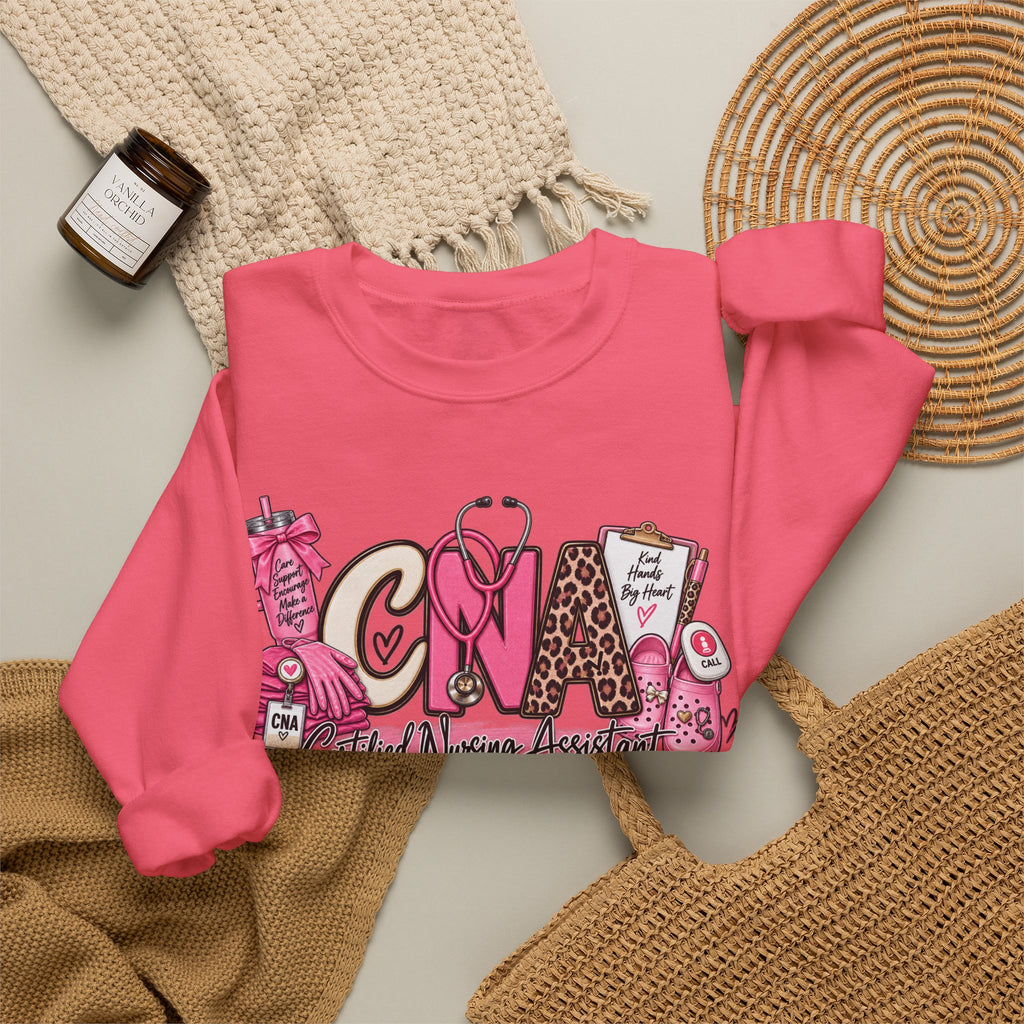 CNA Crewneck Sweatshirt – Cute Pink Certified Nursing Assistant Design