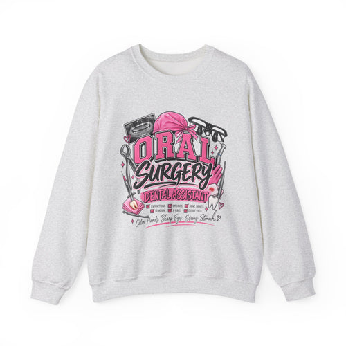 Oral Surgery Dental Assistant Crewneck Sweatshirt — Pink Dental Team Pullover