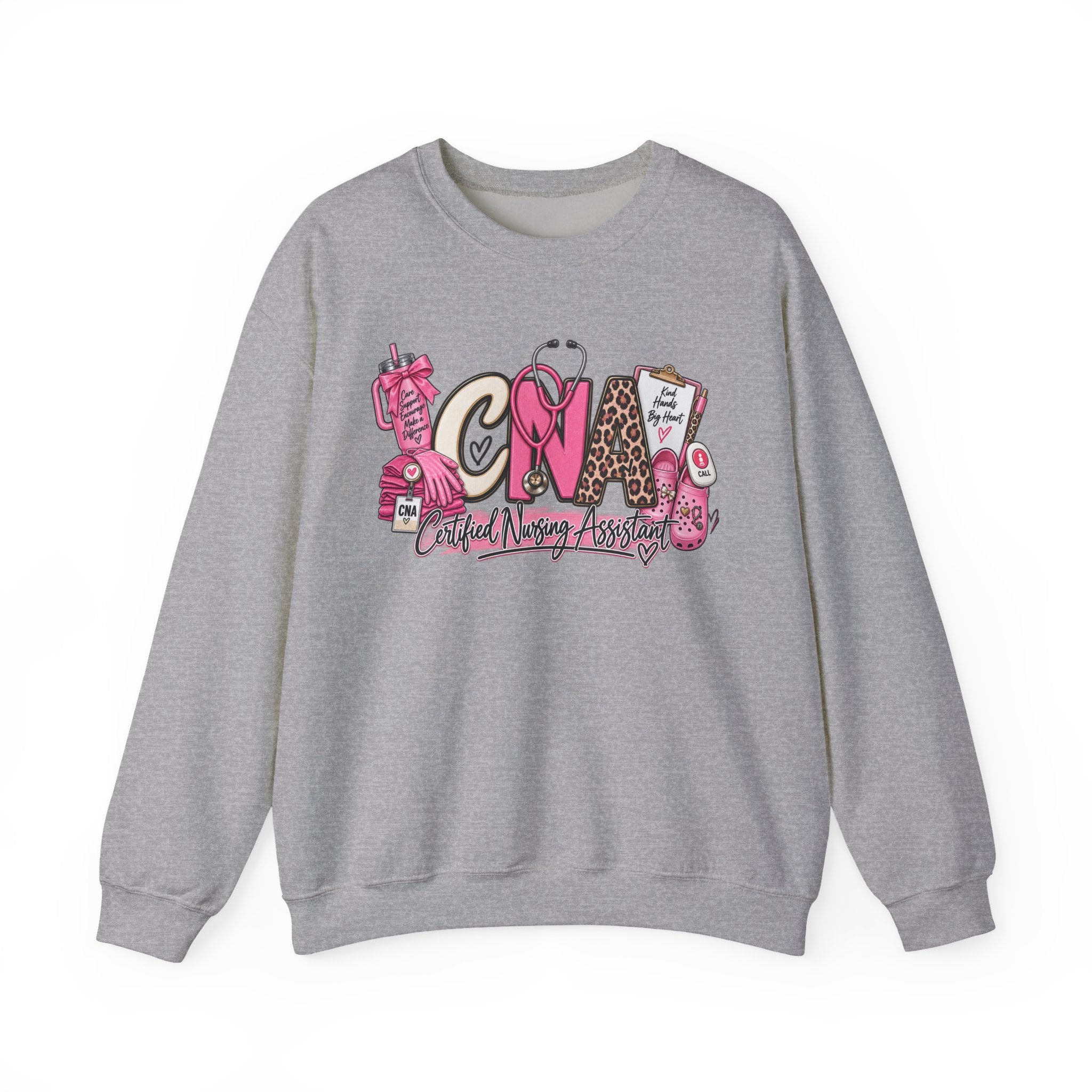 CNA Crewneck Sweatshirt – Cute Pink Certified Nursing Assistant Design