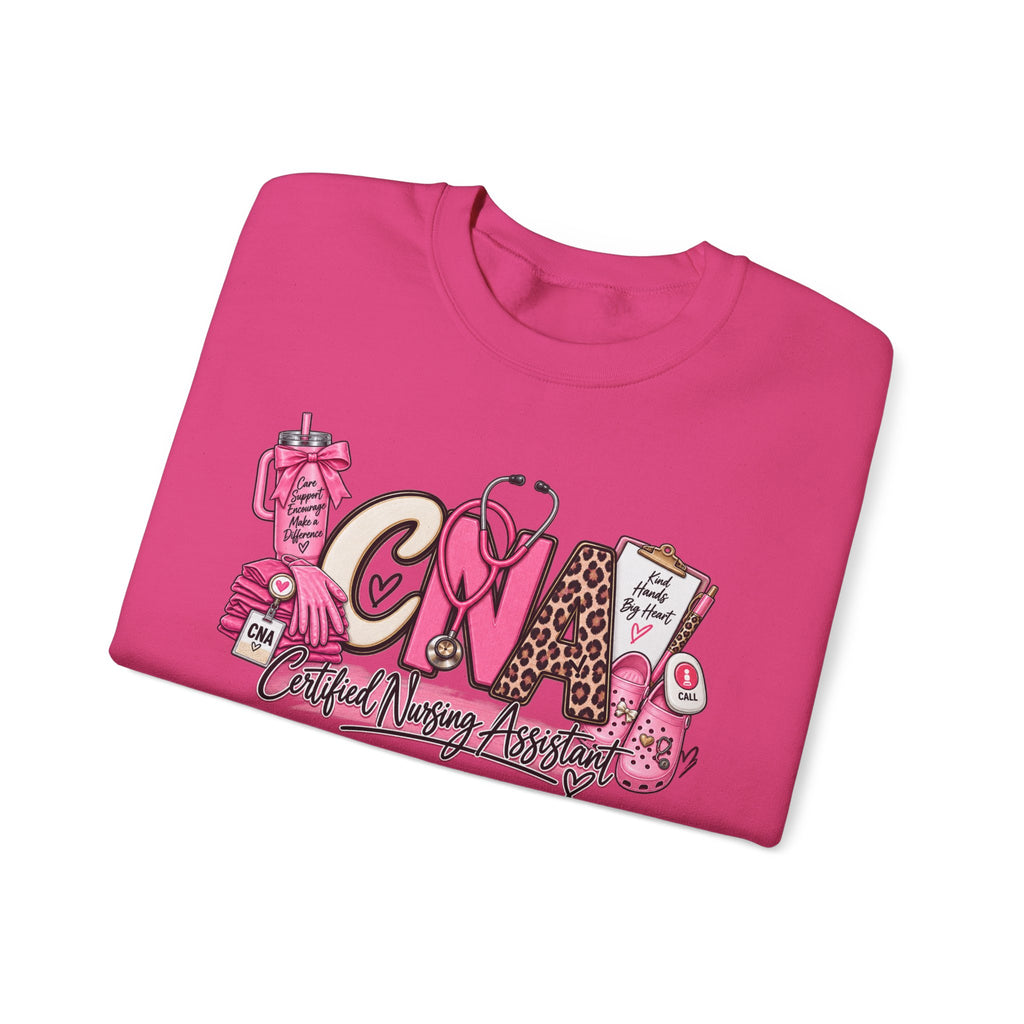 CNA Crewneck Sweatshirt – Cute Pink Certified Nursing Assistant Design