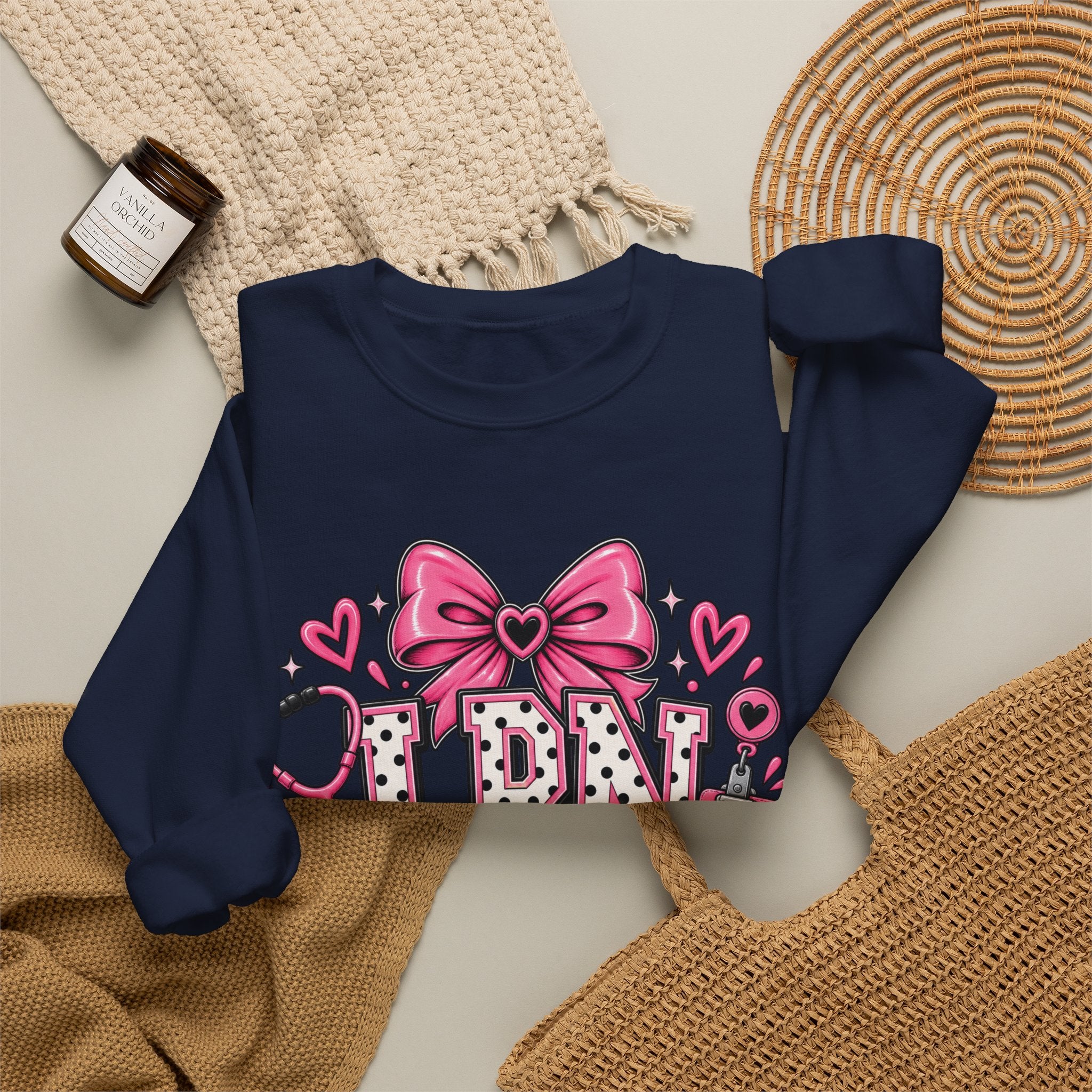 LPN Licensed Practical Nurse Pink Bow Crewneck Sweatshirt